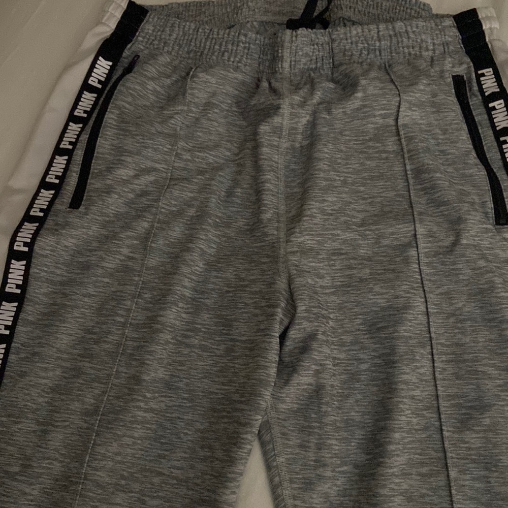 Pink track pants